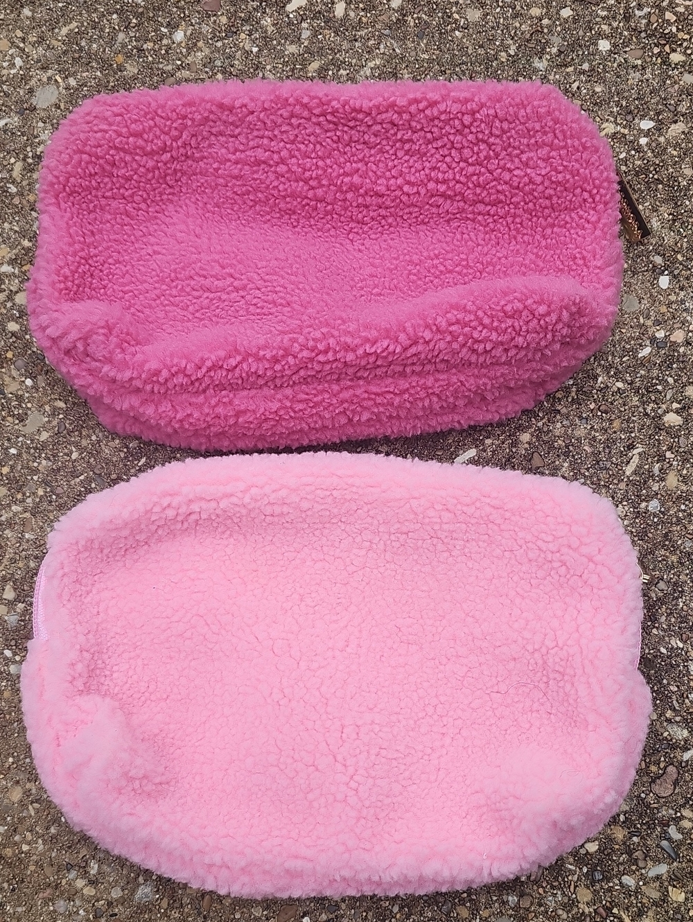 Sephora Plush Sherpa Teddy 2 Pouch Set Pink New Cosmetic Bag Travel